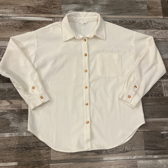 Blu Pepper Brittany Corduroy Button Down Jacket Shirt Top Medium Classic Shacket - Picture 3 of 11